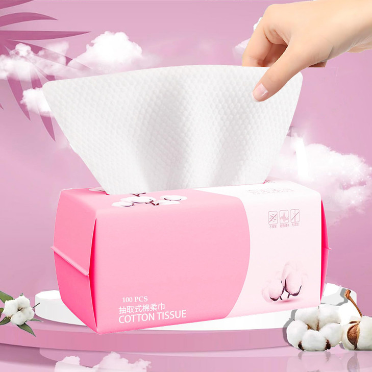 Disposable Face Towel 100 Count for Washing Soft Cotton Dry Wipes Facial Cloths Towelettes for Washing and Drying Facial