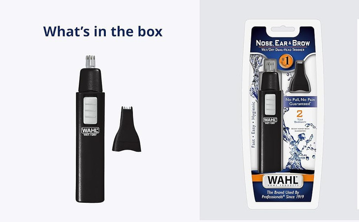 Wahl 5567-500 Ear, Nose and Brow Wet/Dry Battery Trimmer, Black