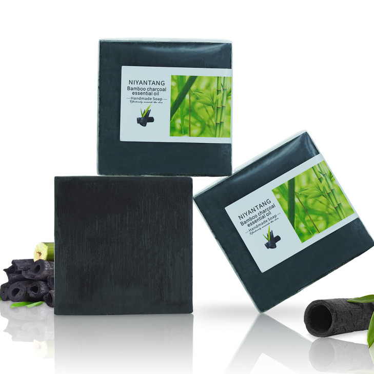yoniagood 3 Pack Natural Activated Charcoal Soap Bar Black Soap for Face Body Cleanse Handmade Bamboo Charcoal Soap with