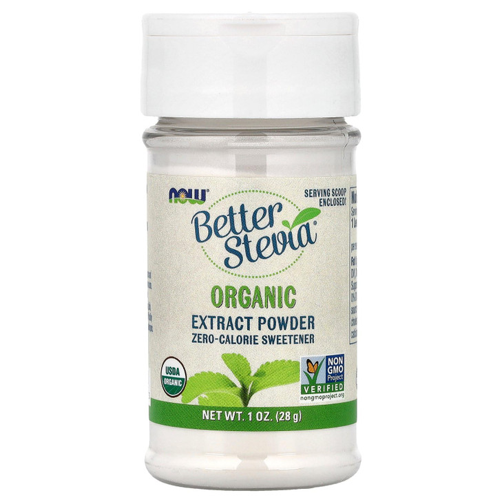 Now Foods Better Stevia Zero Calorie Sweetener Extract Powder, Organic