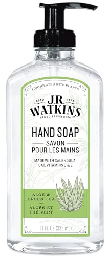 JR Watkins Gel Hand Soap Scented Liquid Hand Wash for Bathroom orKitchen USA Made and Cruelty Free 11 fl oz Aloe Green T
