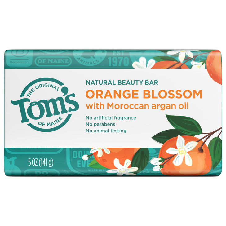 Toms of Maine Natural Beauty Bar Soap Orange Blossom With Moroccan Argan Oil 5 oz