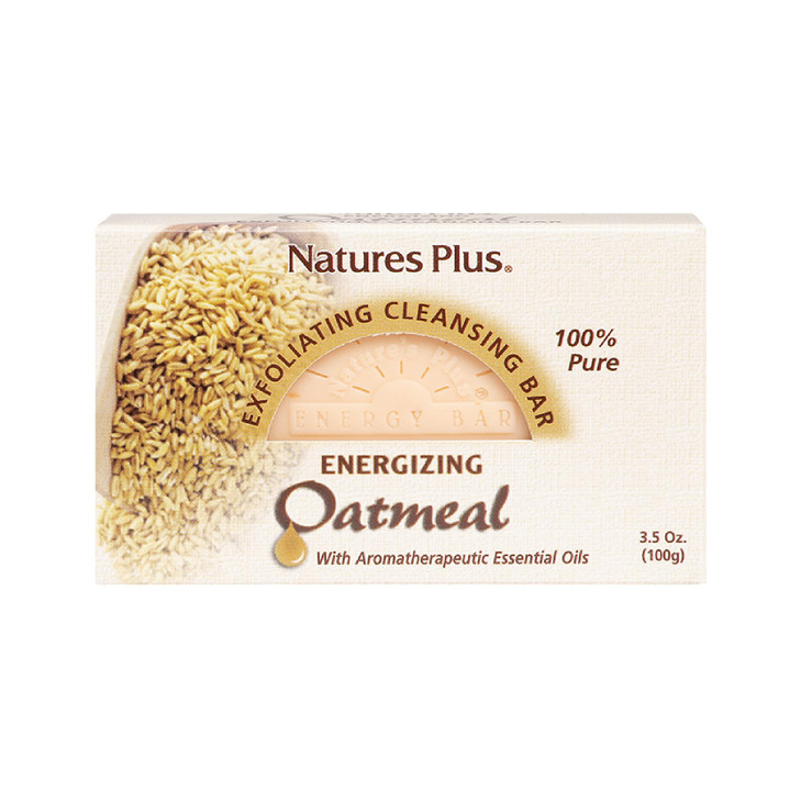 NaturesPlus Oatmeal Cleansing Bar 35 oz Face Body Exfoliating Cleanser Gentle Exfoliation with Oats 11 Essential Oils to