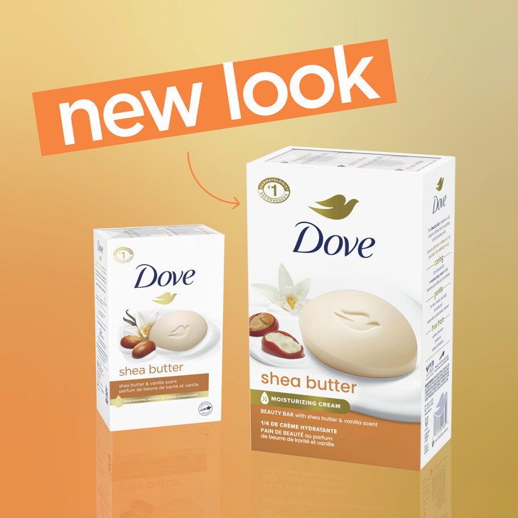 Dove Beauty Bar Soap Shea Butter 4 Count for Nourished Radiant Skin Enriches Skin 375 oz