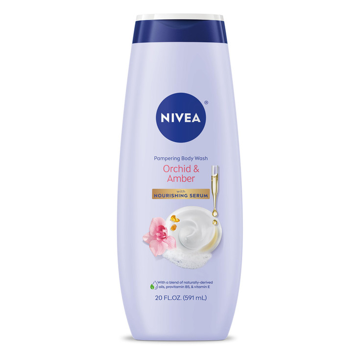 NIVEA Delicate Orchid and Amber Body Wash with Nourishing Serum 20 Fl Oz Bottle