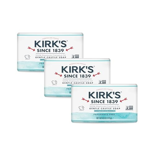 Castile Bar Soap by Kirks Clean Soap for Men Women Children Premium Coconut Oil Sensitive Skin Formula Vegan FragranceFr