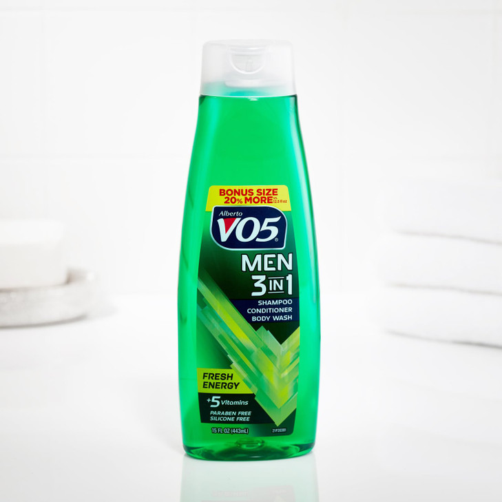 Alberto VO5 Men 3 in 1 Fresh Energy 3 in 1 Shampoo Conditioner and Body Wash With 5 Oils and 5 Vitamins Fresh Long Lasti