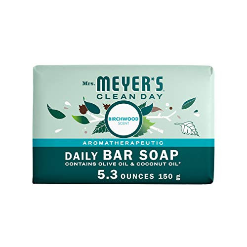 Mrs Meyers Clean Days Bar Soap Use as Body Wash or Hand Soap Cruelty Free Formula Made with Essential Oils Birch Wood Sc