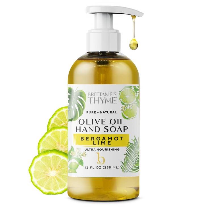 Brittanies Pure Castile Liquid Soap Refill Bergamot Lime 12 Ounce Dish Soap Hair Body Home Gentle and Pure Made with Nat