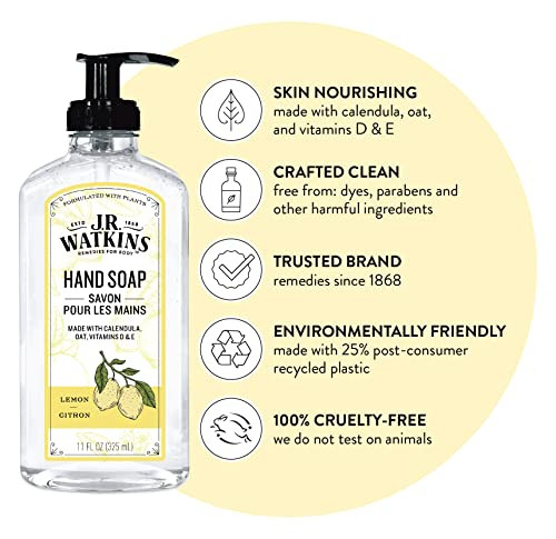 JR Watkins Naturals Lemon Hand Soap Clear 11 Oz