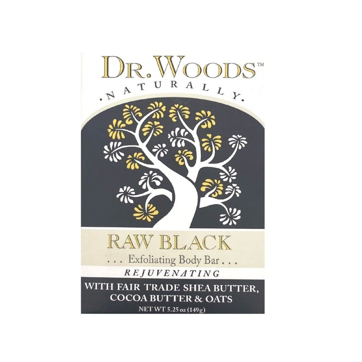 Dr Woods Raw Black Rejuvenating Exfoliating Body Bar with Organic Shea Butter 525 Ounce