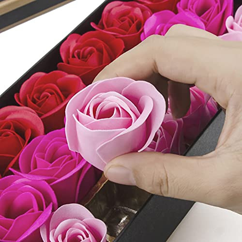Little World 2 Pieces Bath Soap Rose Flower Floral Scented Soap Rose Petals Body Soap in Gift Box for Valentines Day Ann