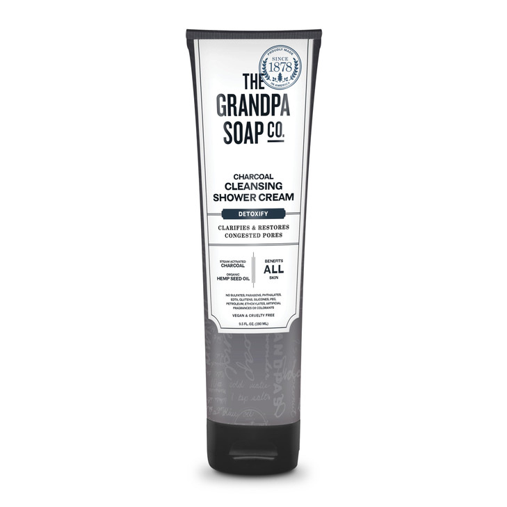 The Grandpa Soap Company Charcoal Cleansing Shower Cream Clarifies Restores Congested Pores With Activated Charcoal Hemp