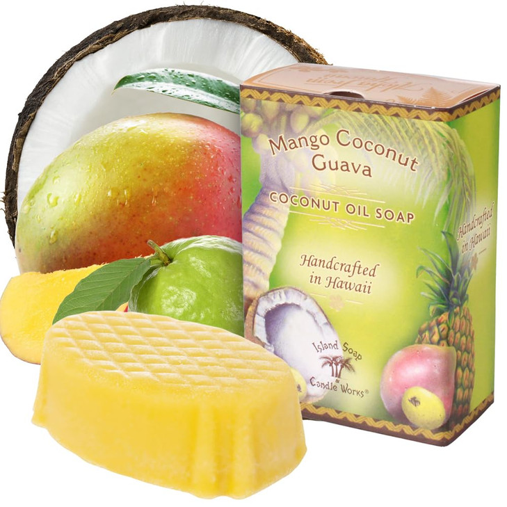 Island Soap Candle Works Hand Soap Bar Mango Coconut Guava 2 Ounce Moisturizing Bar Soap Gentle Cleansing with Tropical