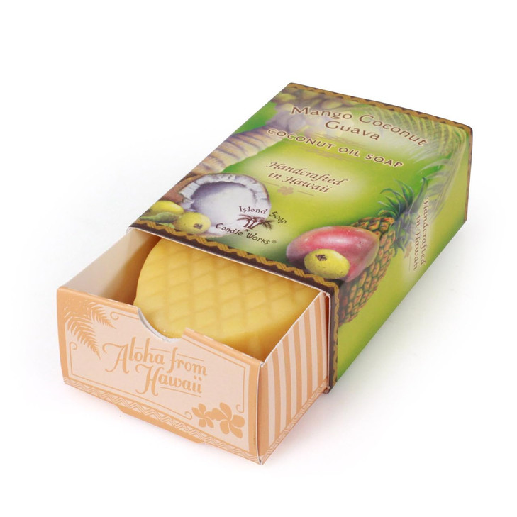 Island Soap Candle Works Hand Soap Bar Mango Coconut Guava 2 Ounce Moisturizing Bar Soap Gentle Cleansing with Tropical