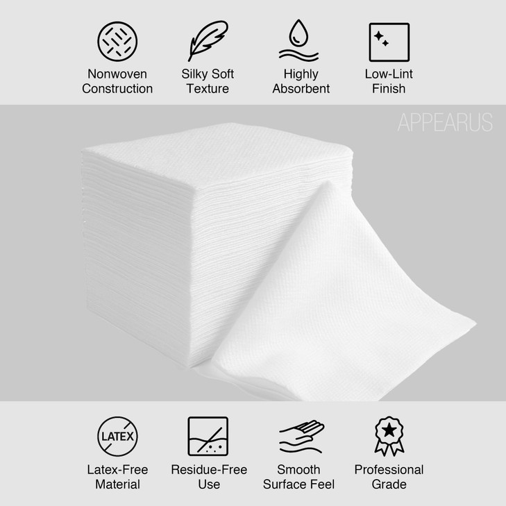 Appearus Professional 4x4 Esthetic Wipes 200 Count LintFree Nonwoven Facial Towelettes for Spa Salon Skincare Cleansing