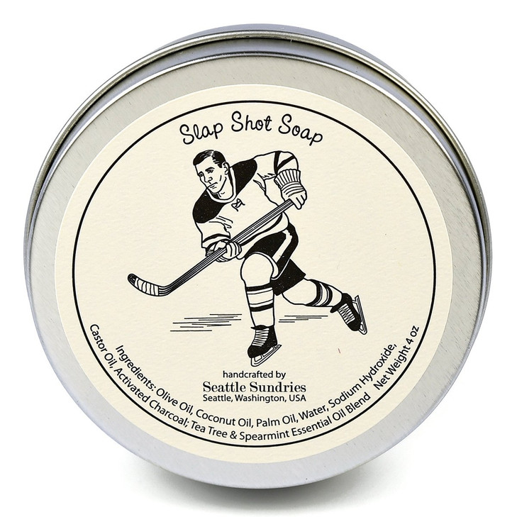 Seattle Sundries Slap Shot Hockey Puck Soap Hockey Gift Idea 1 4oz Bar of Odor Fighting Activated Charcoal Soap in a Ret