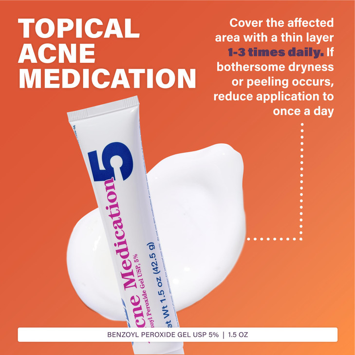 Rugby Acne Medication Benzoyl Peroxide Gel USP 5 Vanishing Formula Greaseless Helps to Clear Up Acne Pimples 15 Oz 1 Pac