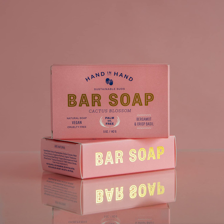 Hand In Hand Soap Bar Cactus Blossom Bergamot Crisp Basil 5 Ounce