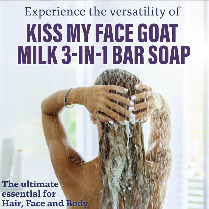 Kiss My Face Goat Milk 3in1 Bar Soap Blackcurrant Vanilla Probiotic Bar Soap for Face Hair and Body with Shea Butter Pal