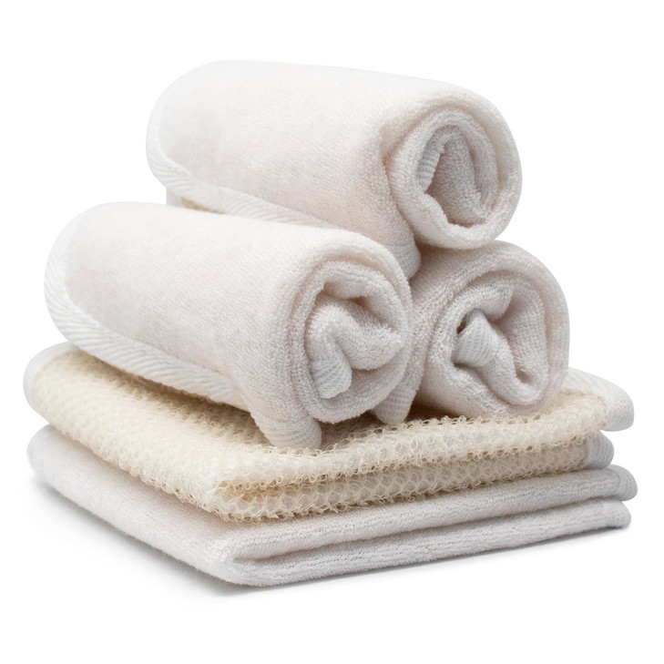 PARADISO Evriholder SoftWeave Exfoliating Wash Cloths DualTextured for Face and Body Pack of 5 White