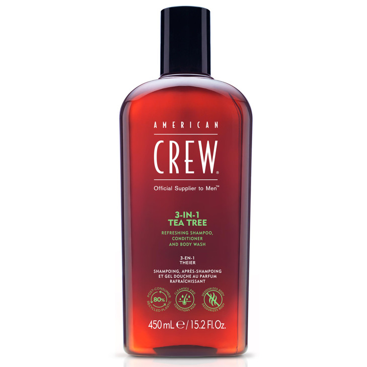 American Crew Shampoo Conditioner Body Wash for Men 3in1 Tea Tree Scent 152 Fl Oz
