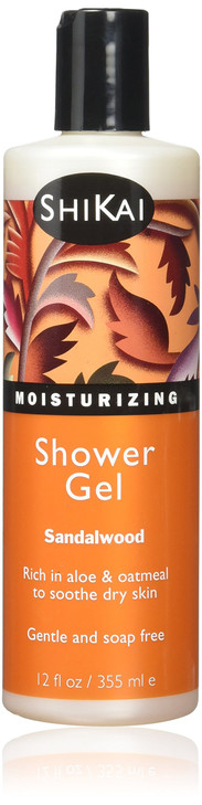 ShiKai Daily Moisturizing Shower Gel Sandalwood 12oz With Hydrating Aloe Vera Oatmeal Scented Body Wash for Dry Skin Rel