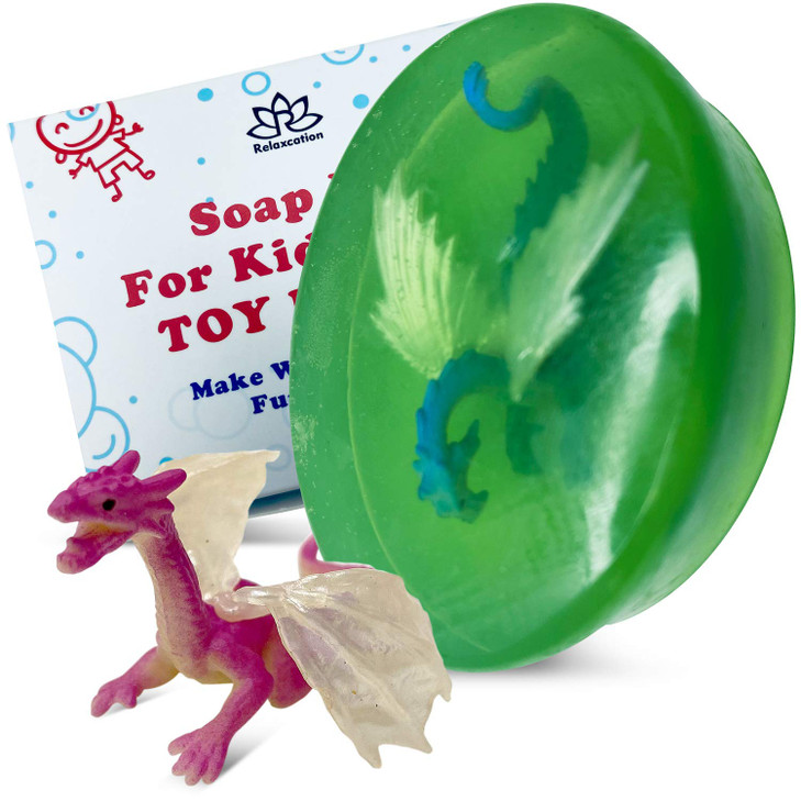 Relaxcation 1 Soap Bar For Kids With Toy Inside Cute Dragon Surprise Natural Green Apple Kids Soap Safe For Skin For Han