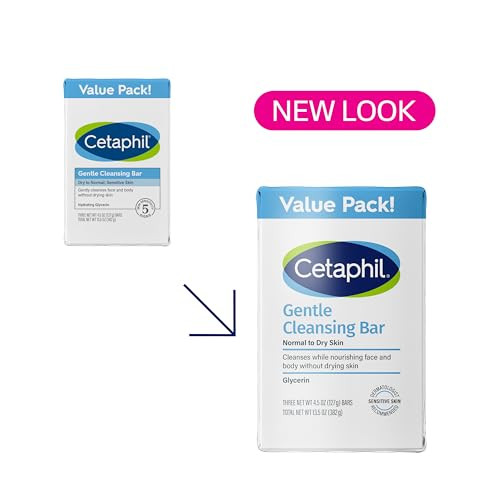 CETAPHIL Gentle Cleansing Bar 45 oz Bar Pack of 3 Nourishing Cleansing Bar For Dry Sensitive Skin NonComedogenic NonIrri