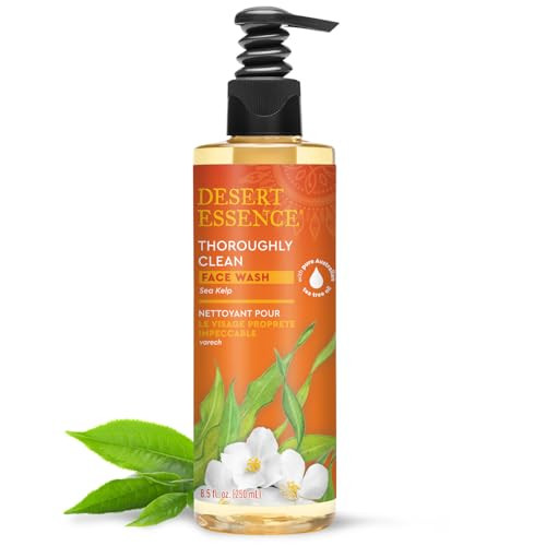 Desert Essence Thoroughly Clean Face Wash with Sea Kelp Tea Tree Oil Nourishing Castile Soap Coconut Oil More Gently Rem
