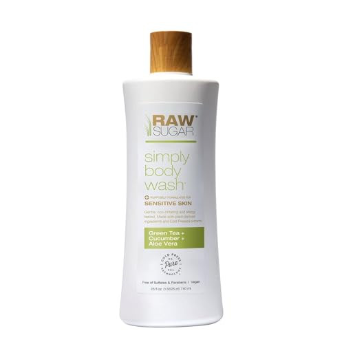 RAW SUGAR Simply Body Wash 25 Fl Oz Pack of 1 Bath Soap Formulated without Sulfates Parabens Green Tea Cucumber Aloe Ver