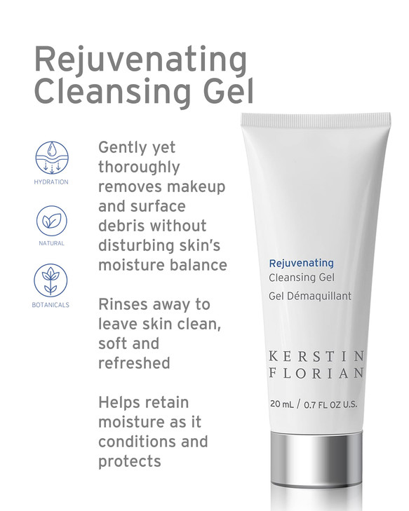 Kerstin Florian Rejuvenating Cleansing Gel Travel Size Gentle Face Wash Cleanser and Makeup Remover for Women Gentle For
