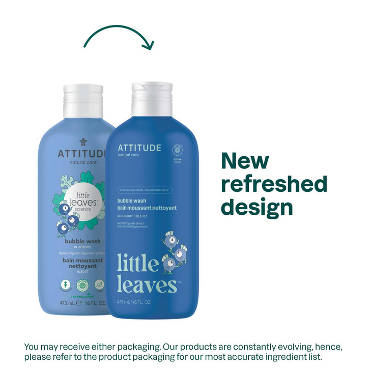 Attitude Bubble Wash for Kids Hair Shampoo and Body Soap EWG Verified Plant and MineralBased Vegan Blueberry 16 Fl Oz