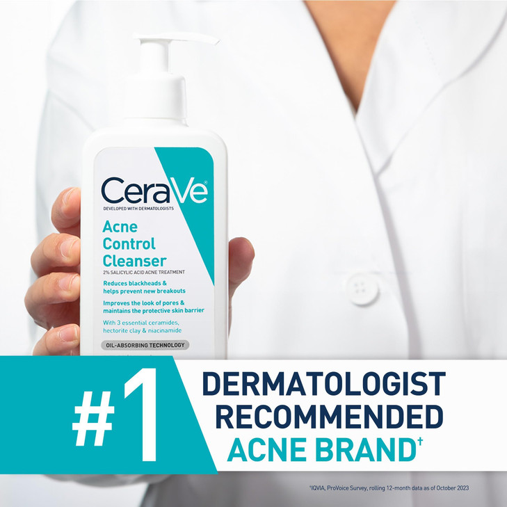 CeraVe Acne Treatment Face Wash Salicylic Acid Cleanser with Purifying Clay Niacinamide and Ceramides Pore Control and B