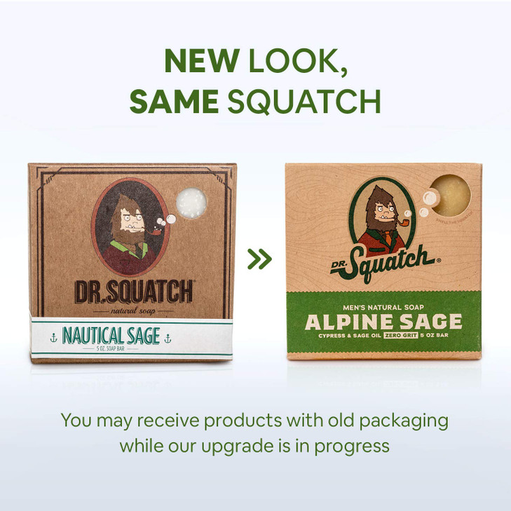 Dr Squatch All Natural Bar Soap for Men with Zero Grit Alpine Sage