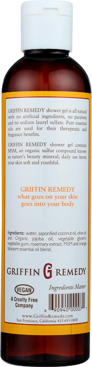 Griffin Remedy Orange Blossom Shower Gel MSM 8 Fl Oz