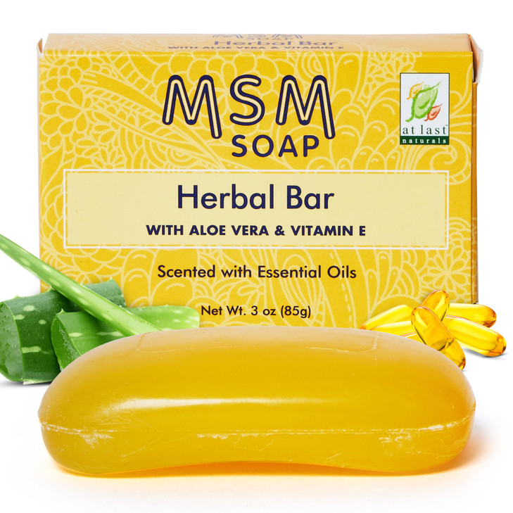 At Last Naturals MSM Soap Bar Body Soap for Men and Women Fine Line Wrinkle Reduction Herbal Moisturizer with Aloe Vera