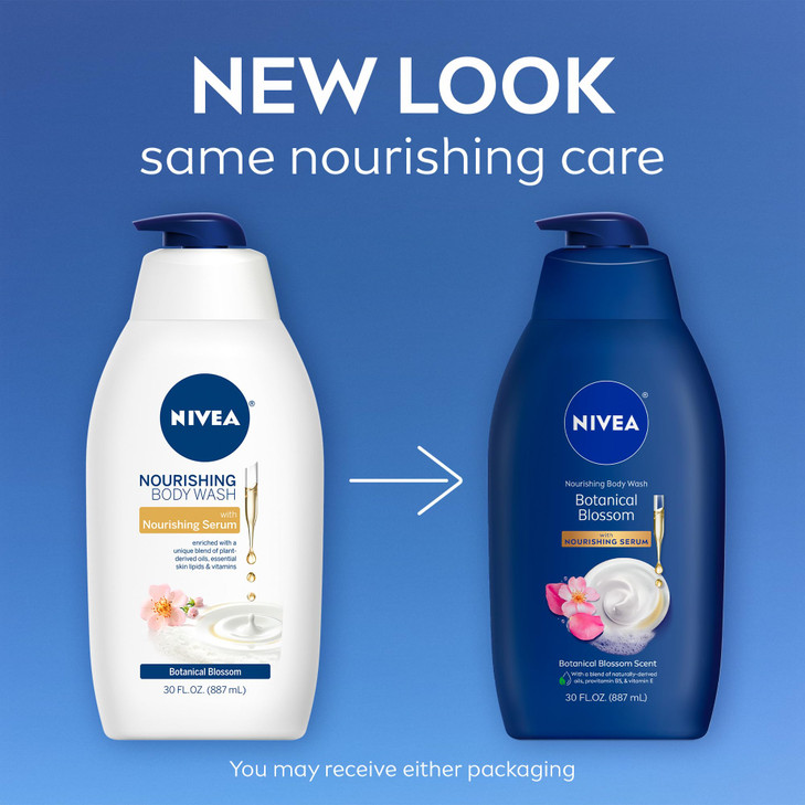 NIVEA Nourishing Botanical Blossom Body Wash with Nourishing Serum Moisturizing Body Wash for Women Enriched with Provit