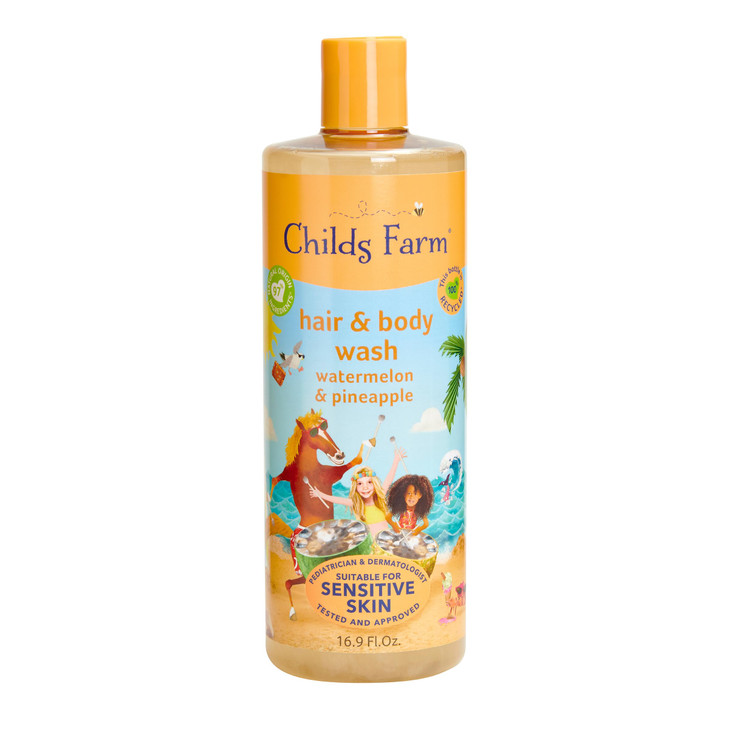 Childs Farm Kids Hair Body Wash for Dry Sensitive Skin Watermelon Organic Pineapple Gently Cleanses Vegan CrueltyFree 16