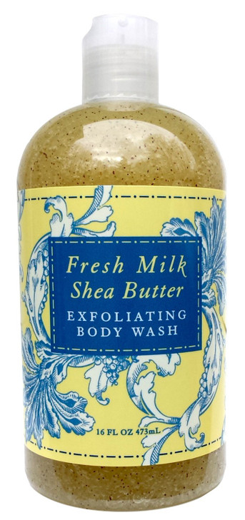 Greenwich Bay Exfoliating Body Wash with Shea Butter Natural Exfoliants Fresh Milk Scent 16 oz