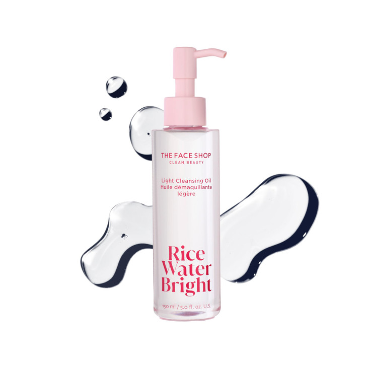 The Face Shop Rice Water Bright Light Facial Cleansing Oil Daily Makeup Remover Oil Cleanser Vegan Korean Skin Care with