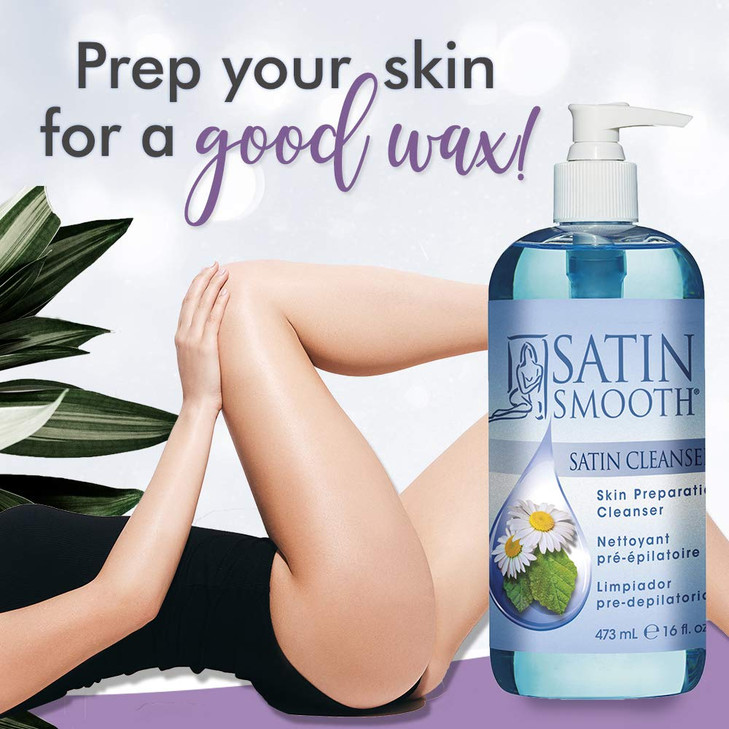 SATIN SMOOTH Pre Wax Cleanser Antiseptic Formula for Pre Wax Hair Removal Skin Prep Deep Cleansing IrritationFree Waxing