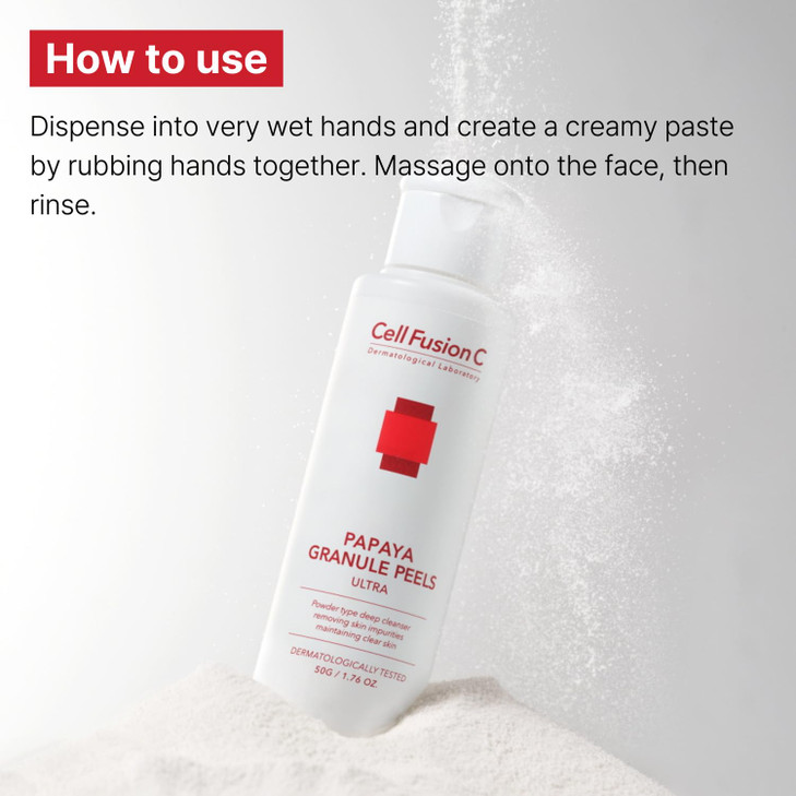 Cell Fusion C Papaya Granule Peels Ultra Powder Face Wash for Sensitive Skin with Papaya Enzyme Clarifies and Cleanses f