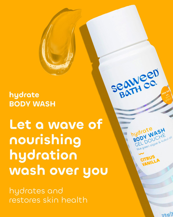 Seaweed Bath Co Hydrate Body Wash Citrus Vanilla Foaming Shower Gel Cleanser with Natural Ingredients Vegan Paraben and