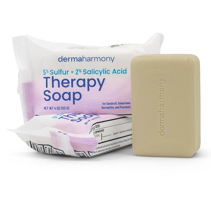 Dermaharmony 5 Sulfur 2 Salicylic Acid Bar Soap 4 oz Crafted for those with Seborrehic Dermatitis Dandruff and Psoriasis