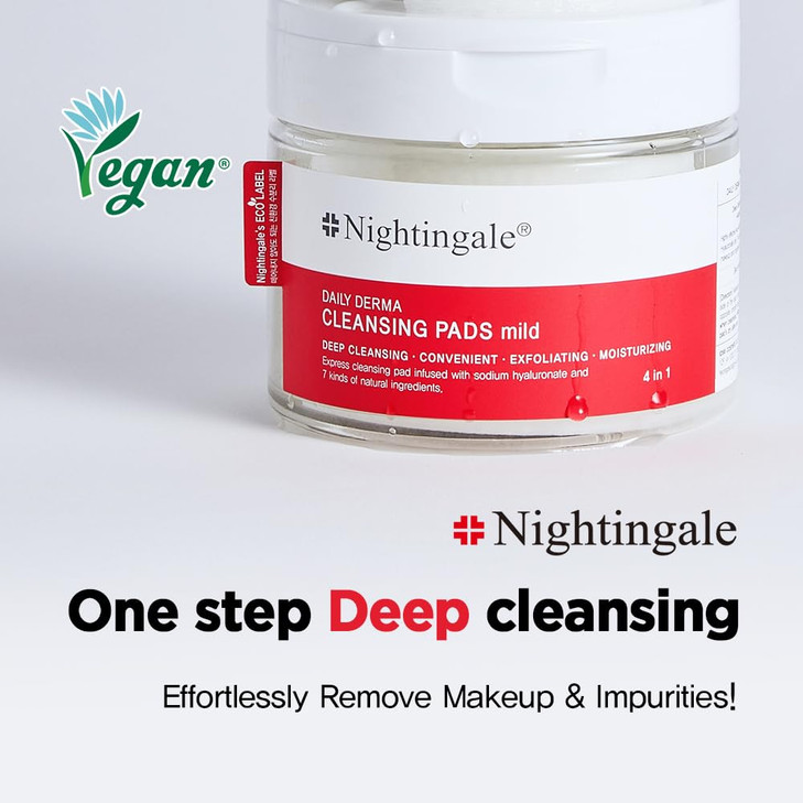 Nightingale Daily Derma Cleansing Pads mild Exfoliating Makeup Remover pads For Facial Remove Dirt Waterproof Makeup Hya