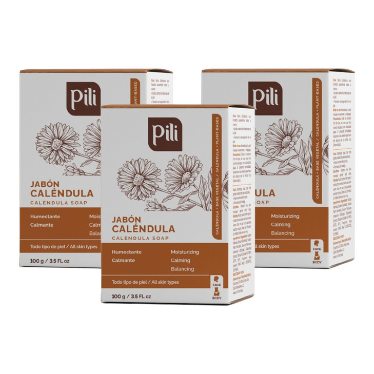 Pili Natural Calendula Soap Bars Face and Body Soap Bars For dry or cracked skin For Men Women and Teens3 Pack
