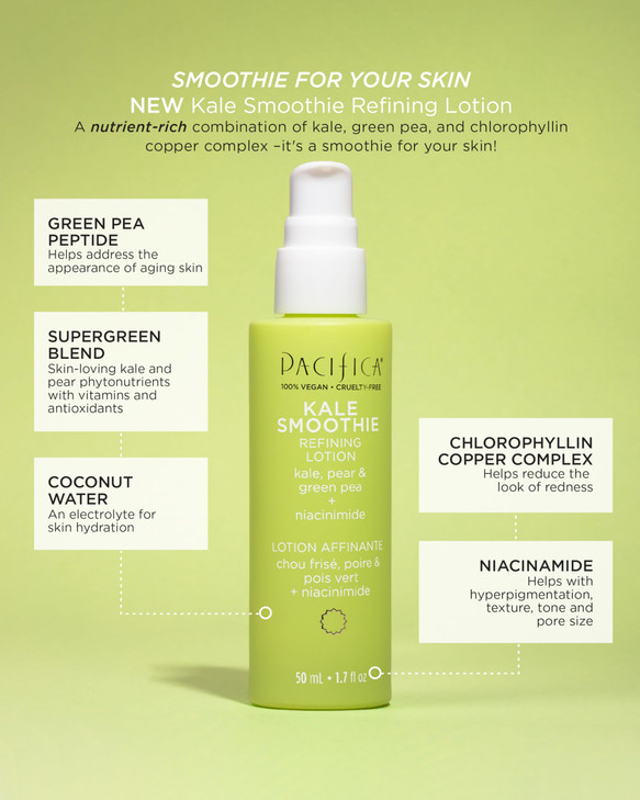 Pacifica Kale Detox Deep Cleansing Face Wash Kale Smoothie Refining Lotion Set of 2 PoreMinimizing Skincare Duo for Oily