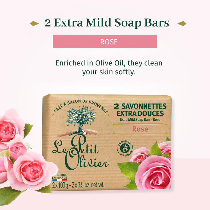 Le Petit Olivier Extra Mild Soaps Rose for Women 2 x 35 oz Soap