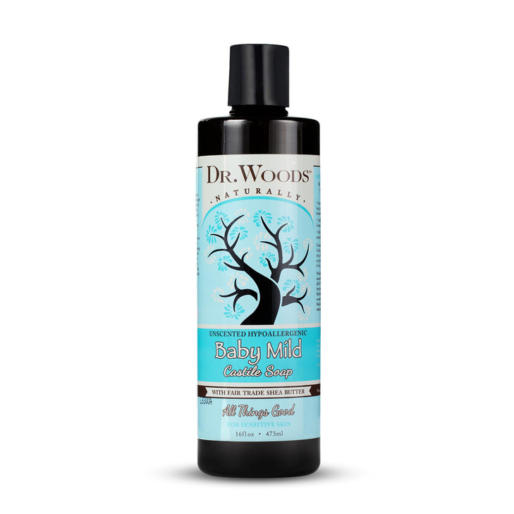 Dr Woods Unscented Baby Mild Liquid Castile Soap Gentle Cleanser with Organic Shea Butter Natural Soap for Sensitive Ski